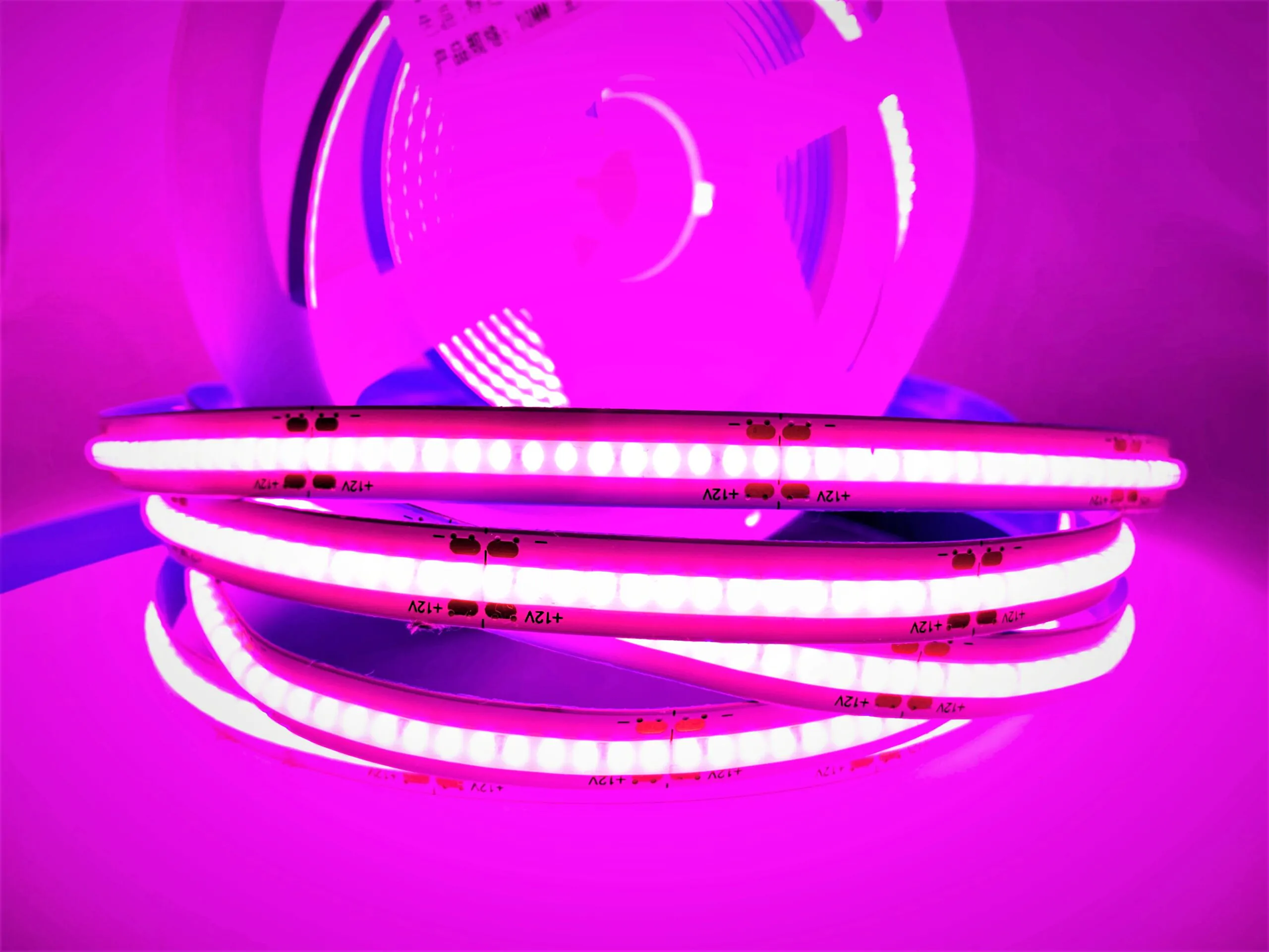 COB 320 LED 12W/m 12V pink світлодіодна стрічка, led стрічка 12v, світлодіодна стрічка 12 вольт, cob led стрічка, рожеве світло led, pink led стрічка, стрічка для інтер’єру, led стрічка для декору, 320 led/м, купити світлодіодну стрічку