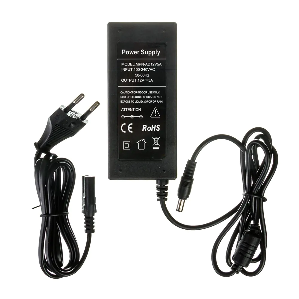 Блок живлення розеточного типу зі штекером 12V 5A 60W блок живлення 12v, блок живлення 60вт, адаптер 12v 5a, блок зі штекером, купити адаптер 12v, блок для led стрічки
