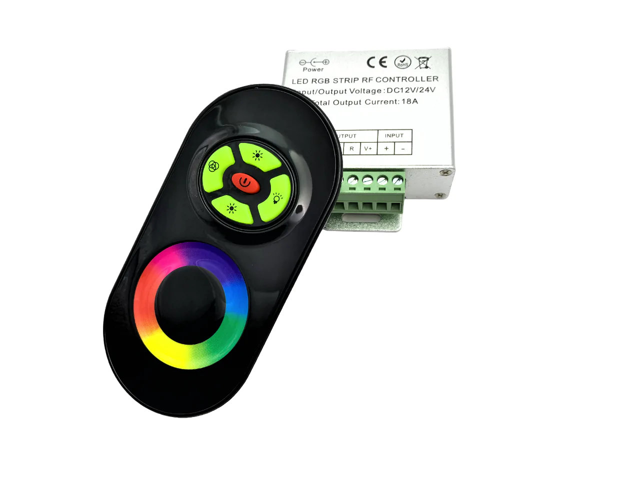 Контролер для світлодіодних стрічок RGB 18А (3x6A) 12-24V з пультом RF-sensor 5 кнопок black контролер RGB 18А, 3x6A, RF пульт 5 кнопок, чорний RGB контролер, керування світлодіодною стрічкою