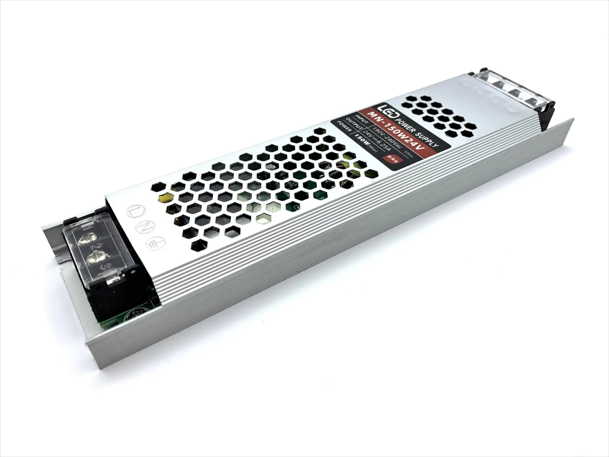 Блок живлення MN Slim 24V IP20 6.3A 150W негерметичний блок живлення 24v, блок живлення 150вт, slim адаптер, mn блок живлення, купити адаптер 24v, блок живлення ip20, блок для освітлення