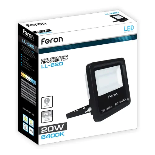 Світлодіодний прожектор Feron 20W 900Lm 6400K