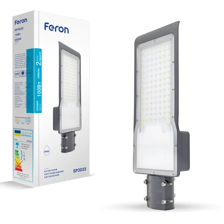 Світлодіодний консольний світильник Feron 100W 9500Lm 6500K світлодіодний світильник, консольний, Feron, 100W, 9500Lm, 6500K, холодне біле світло, вуличне освітлення, парковки, промислові території, фасади, безпечне освітлення, купити, доставка по Україні