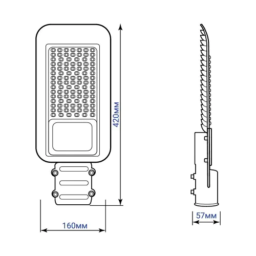 Світлодіодний консольний світильник Feron 100W 9500Lm 6500K світлодіодний світильник, консольний, Feron, 100W, 9500Lm, 6500K, холодне біле світло, вуличне освітлення, парковки, промислові території, фасади, безпечне освітлення, купити, доставка по Україні
