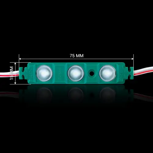 Світлодіодний модуль Biom SMD5630 3 діоди 1,5W 12V IP65 зелений (green) LED модуль зелений, світлодіодний модуль, Biom, SMD5630, 12V, IP65, підсвітка фасадів, рекламне освітлення, енергоефективний, довговічний LED модуль, купити модуль зеленого кольору.