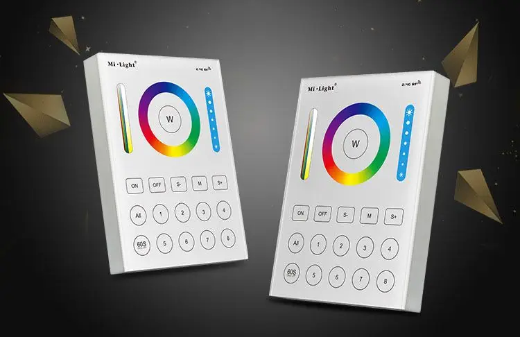 Панель керування Mi-Light 8-зонна до контролера RGB/RGB+CCT RF-sensor біла панель керування, Mi-Light, 8-зонна, RGB, RGB+CCT, RF-сенсор, настінна панель, сенсорна панель, LED стрічки, світлодіодні стрічки, дистанційне керування, регулювання яскравості, регулювання кольору, біла панель, купити панель