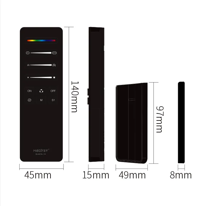 Пульт керування Mi-Light 1-зонний до контролера SPI/RGB/RGBW/CCT RF-sensor 6 кнопок чорний пульт керування,Mi-Light, контролер, RGB, RGBW, CCT, RF-сенсор, світлодіодні стрічки, дистанційне керування, освітлення,