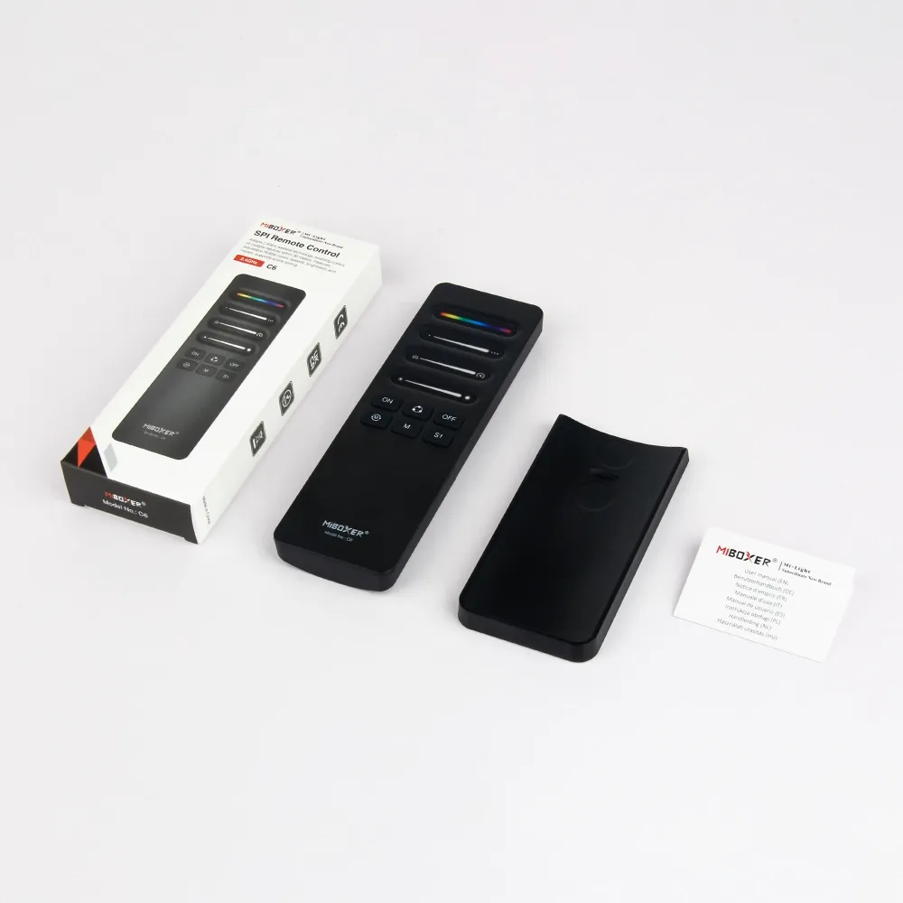 Пульт керування Mi-Light 1-зонний до контролера SPI/RGB/RGBW/CCT RF-sensor 6 кнопок чорний пульт керування,Mi-Light, контролер, RGB, RGBW, CCT, RF-сенсор, світлодіодні стрічки, дистанційне керування, освітлення,