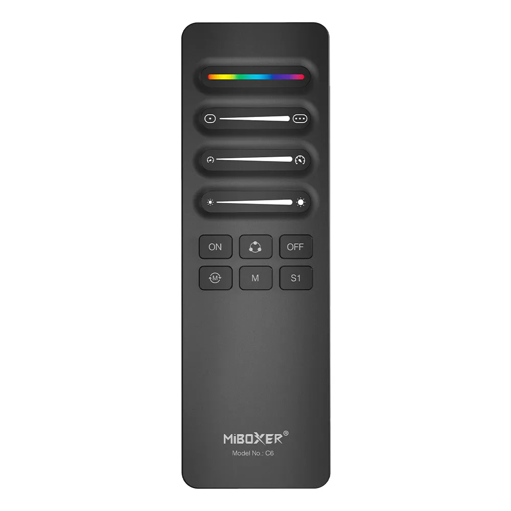Пульт керування Mi-Light 1-зонний до контролера SPI/RGB/RGBW/CCT RF-sensor 6 кнопок чорний пульт керування,Mi-Light, контролер, RGB, RGBW, CCT, RF-сенсор, світлодіодні стрічки, дистанційне керування, освітлення,