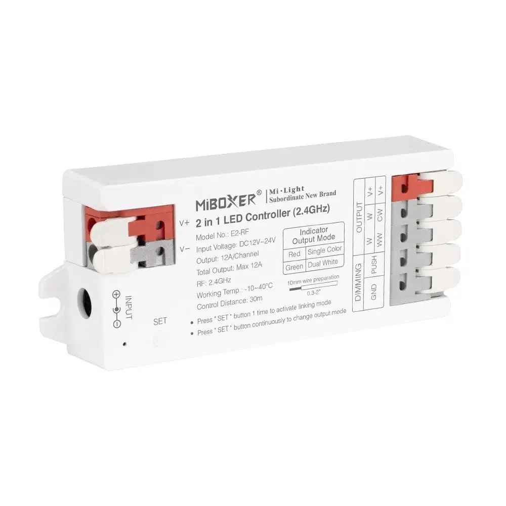 Димер/контролер Mi-Light Dim+CCT 12А RF 2.4G 12-24V димер Mi-Light, RF сенсор димер, Dim+CCT, димер 12А, димер для LED 12–24V, LED димер, димер двоканальний, димер для світлодіодних стрічок, контролер Mi-Light