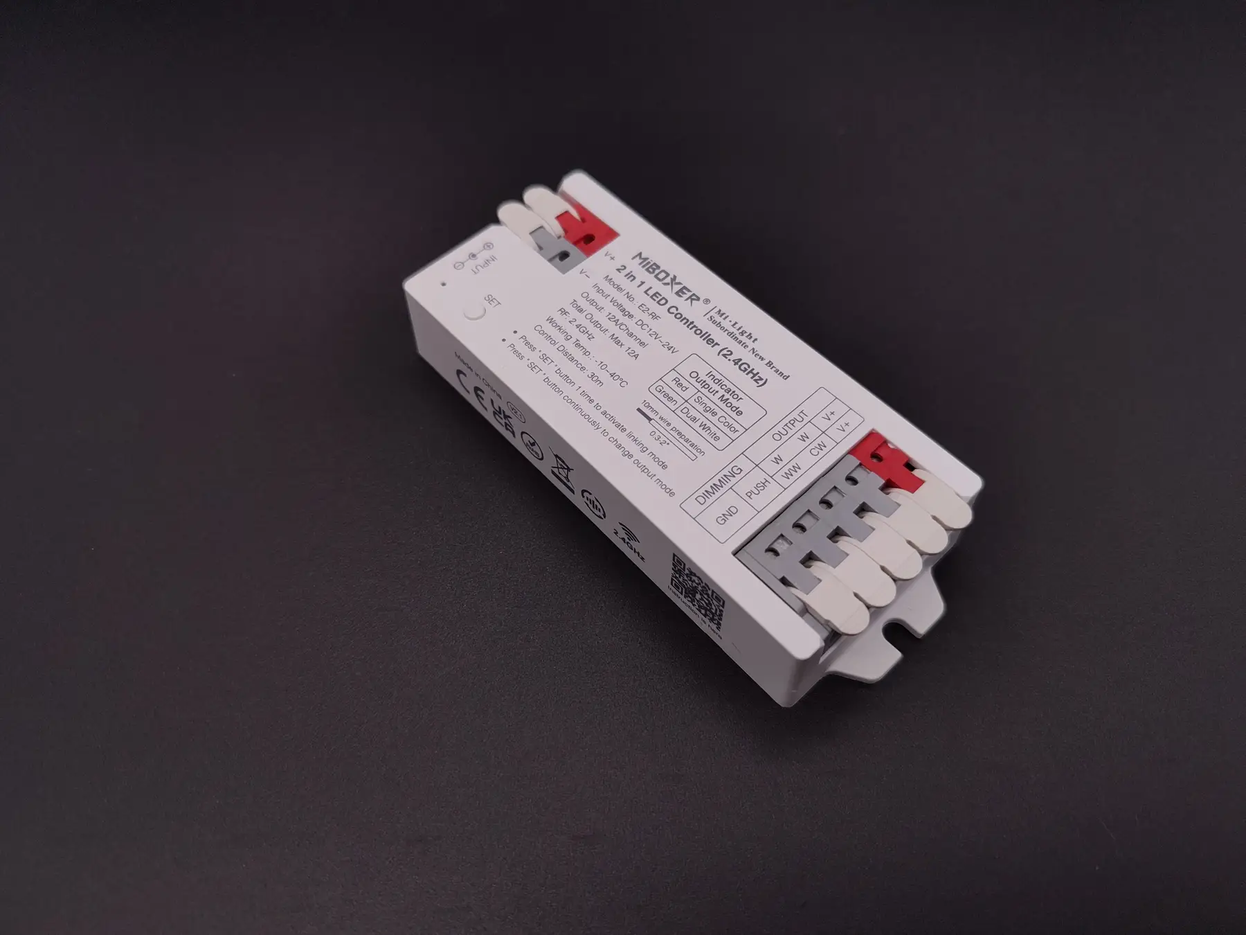 Димер/контролер Mi-Light Dim+CCT 12А RF 2.4G 12-24V димер Mi-Light, RF сенсор димер, Dim+CCT, димер 12А, димер для LED 12–24V, LED димер, димер двоканальний, димер для світлодіодних стрічок, контролер Mi-Light