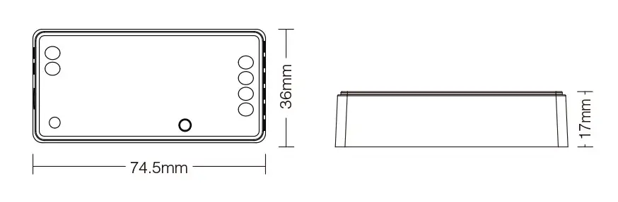 Димер/контролер Mi-Light Dim+CCT 10А RF 2.4G + PUSH DIM 12-48V димер Mi-Light, димер 10А, RF сенсор димер, Dim+CCT, PUSH DIM, димер для LED 12–48V, LED димер, димер для стрічки, димер двоканальний, контролер Mi-Light