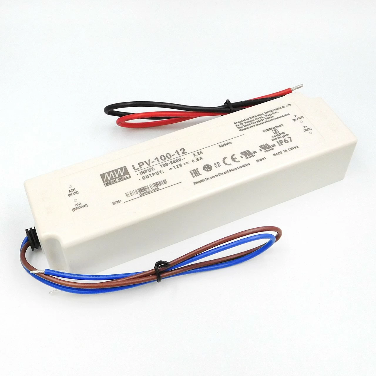 Блок живлення MEAN WELL LPV-100-12 IP67 блок живлення 12v, блок живлення для led стрічки, 12v 100w блок живлення, блок живлення ip67, блок живлення 12 вольт, купити блок живлення 12v, блок живлення світлодіодний, герметичний блок живлення, LPV-100-12
