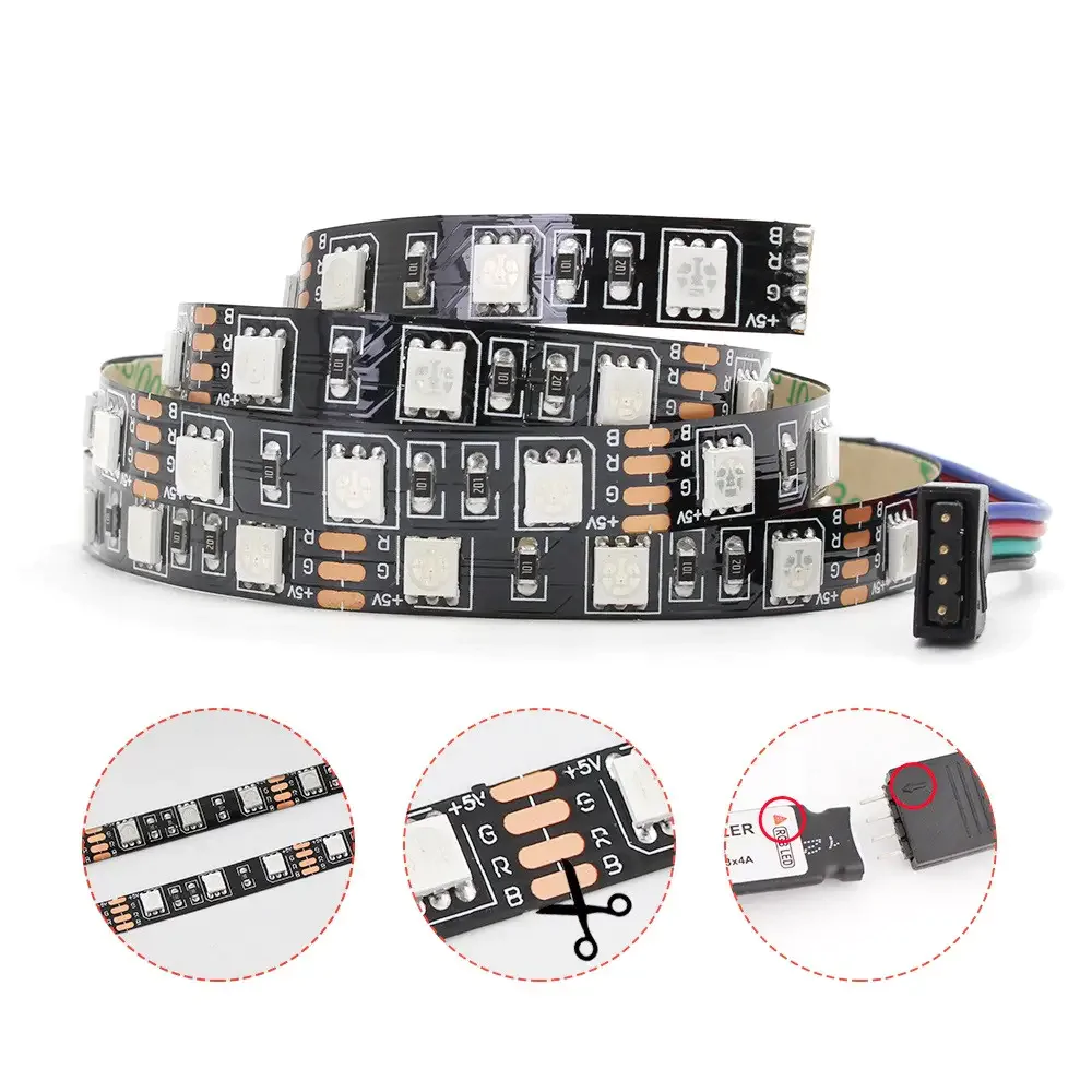 LT SMD5050 60 LED 7.2W/m 5V RGB чорна плата світлодіодна стрічка, led стрічка 5v, світлодіодна стрічка 5 вольт, rgb стрічка, led стрічка rgb, led стрічка smd5050, smd5050 стрічка, чорна плата led, 60 led/м, купити led стрічку, купити світлодіодну стрічку
