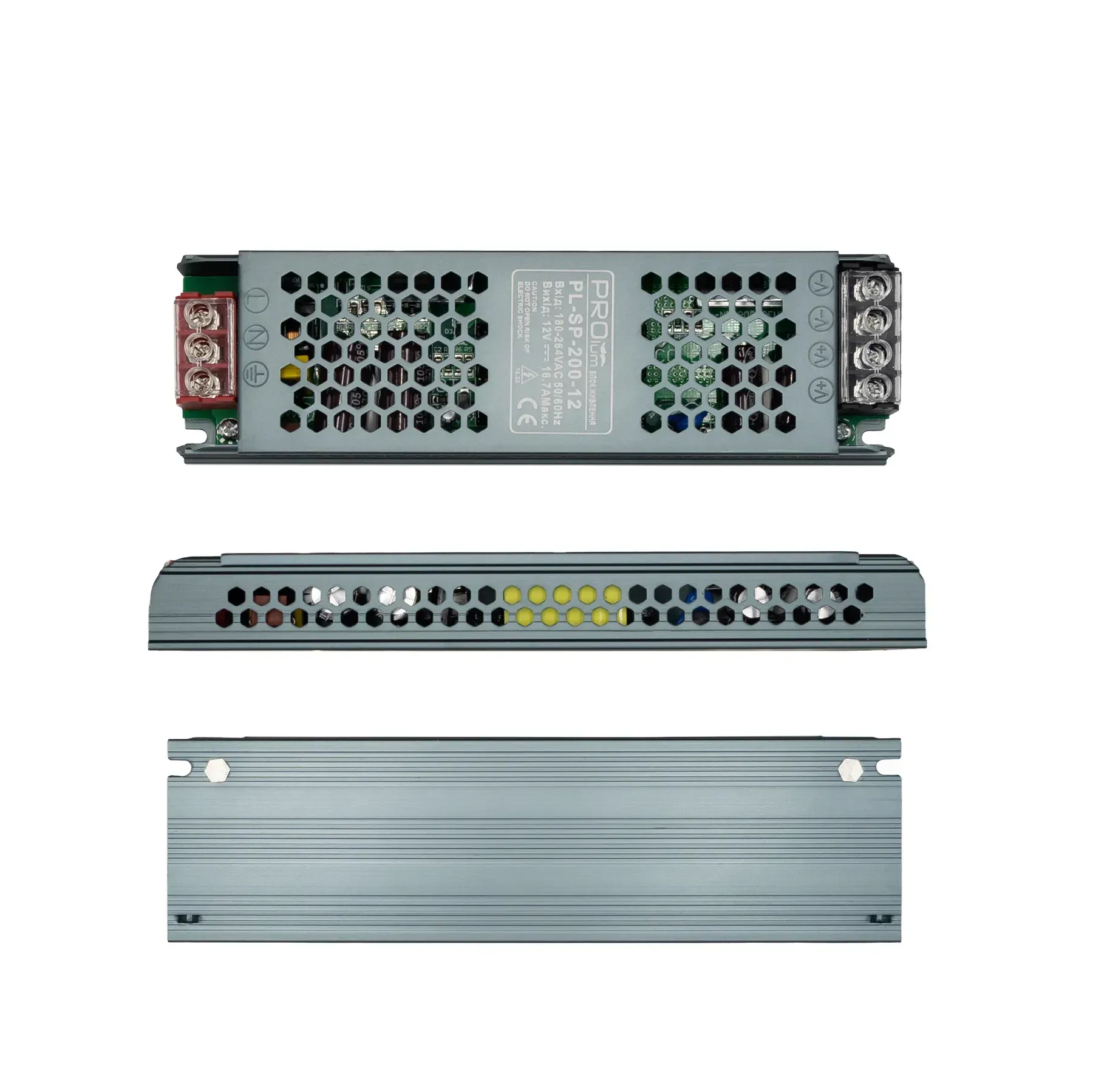 Блок живлення PROLUM 12V IP20 16.7A 200W SP блок живлення 12V, блок живлення для LED стрічки, 12V 200W блок живлення, купити блок живлення 12V, блок живлення IP20, блок живлення світлодіодний