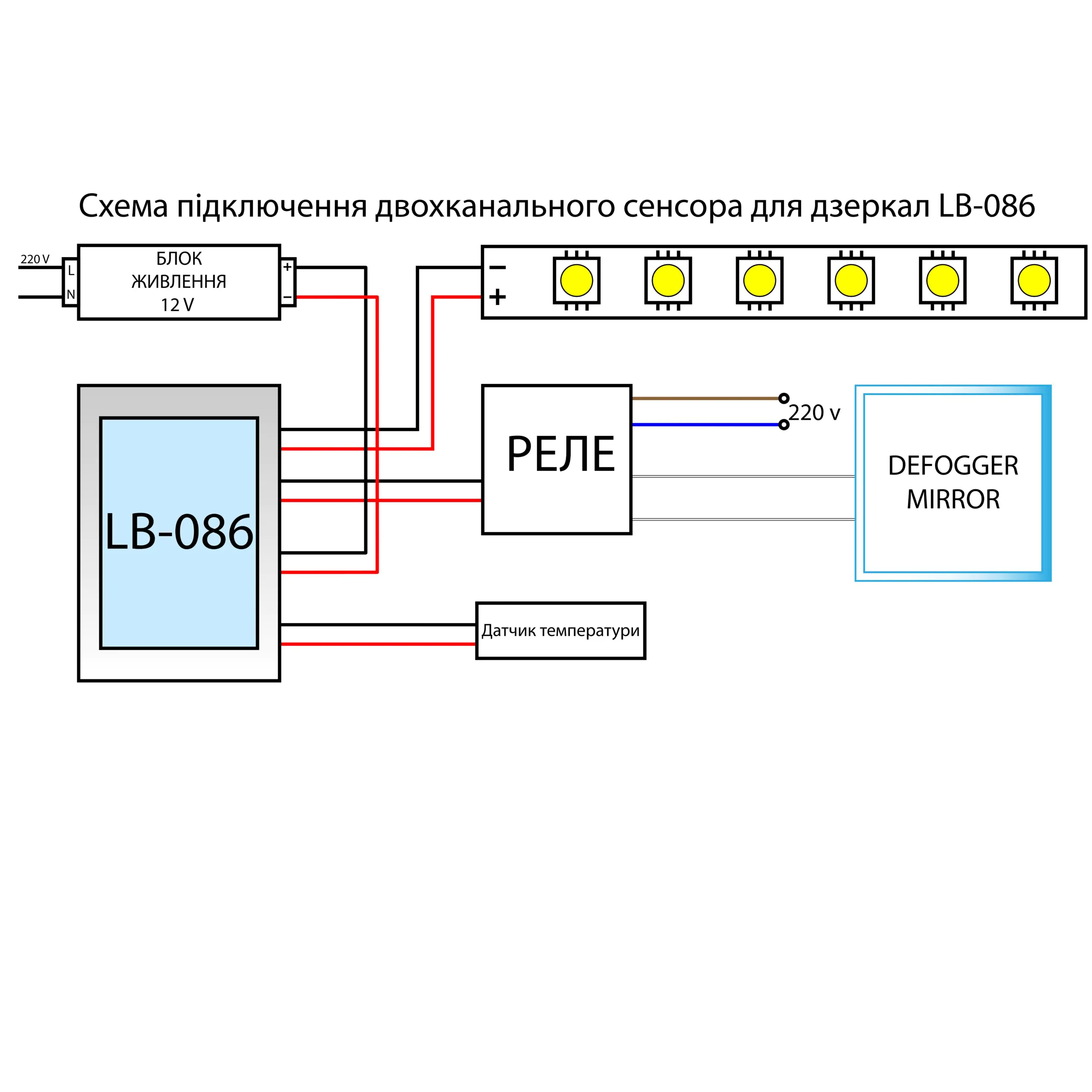 Сенсорний вимикач для дзеркала + dimmer 65W 12-24V + Defogger 220V + Led годинник IP44 2 (кнопки) сенсорний вимикач для дзеркала, dimmer, LED підсвітка 65W, 12-24V, Defogger, LED годинник, IP44, 2 кнопки, вимикач для ванної, купити сенсорний вимикач