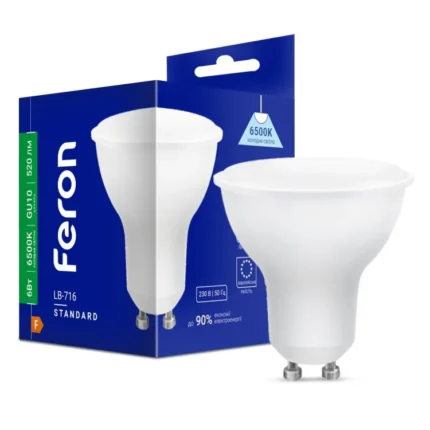 Світлодіодна лампа Feron MR16 GU10 6W (6500K)