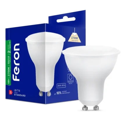 Светодиодная лампа Feron MR16 GU10 6W (2700K)
