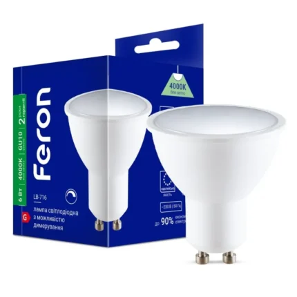 Светодиодная лампа Feron MR16 GU10 6W (4000K) димированная