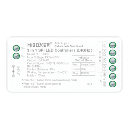 Контроллер Mi-Light универсален для адресной ленты RGB SPI 3в1 10A 2.4G 5-24V