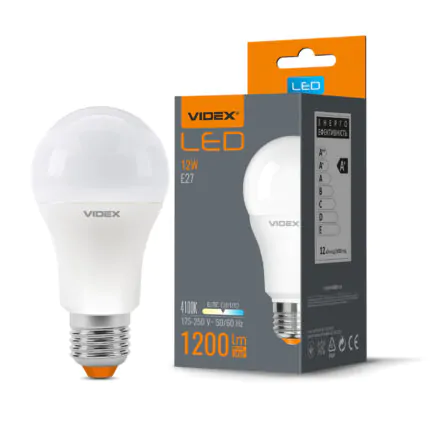 Світлодіодна лампа VIDEX A60e E27 12W (4100K)