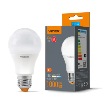 Світлодіодна лампа VIDEX A60e E27 10W 12V (4100K)