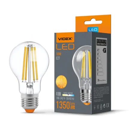 Світлодіодна лампа VIDEX Filament A60F E27 10W (4100K)
