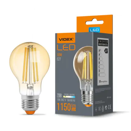 Світлодіодна лампа VIDEX Filament A60FA E27 10W бронза (2200K)