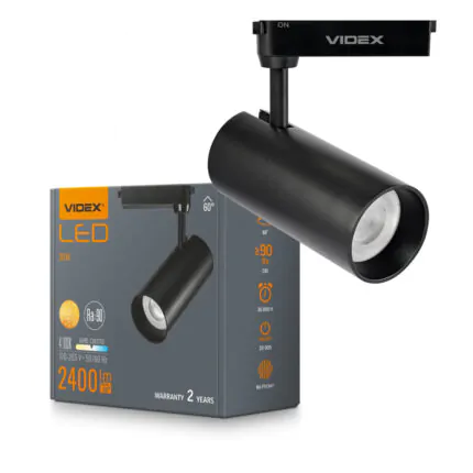 Светильник трековый VIDEX 30W 60° 2400Lm 4100K черный